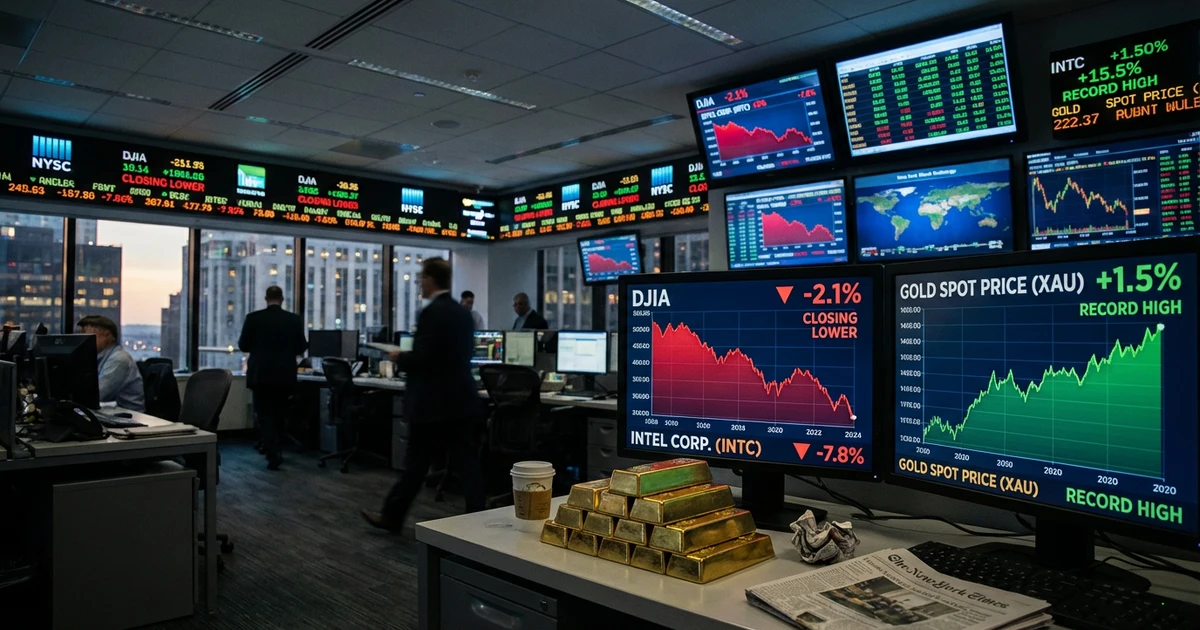 Dow Drops, Gold Hits Record High—Intel Slides in Wild Market