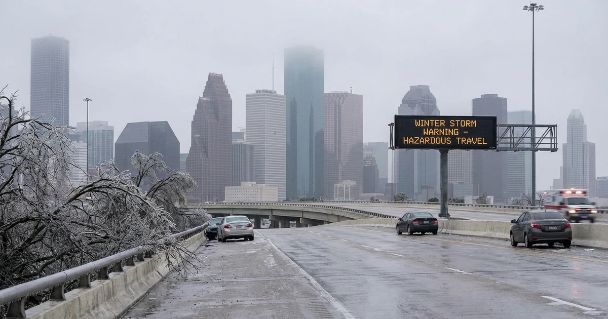 Houston Under Ice Storm Warning: Roads Hazardous, Power Risks