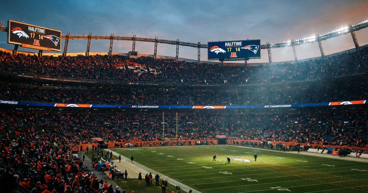 Broncos Lead Patriots at Halftime in AFC Championship Game