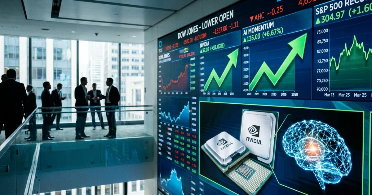 AI Drives Tech Stocks as Dow Opens Lower