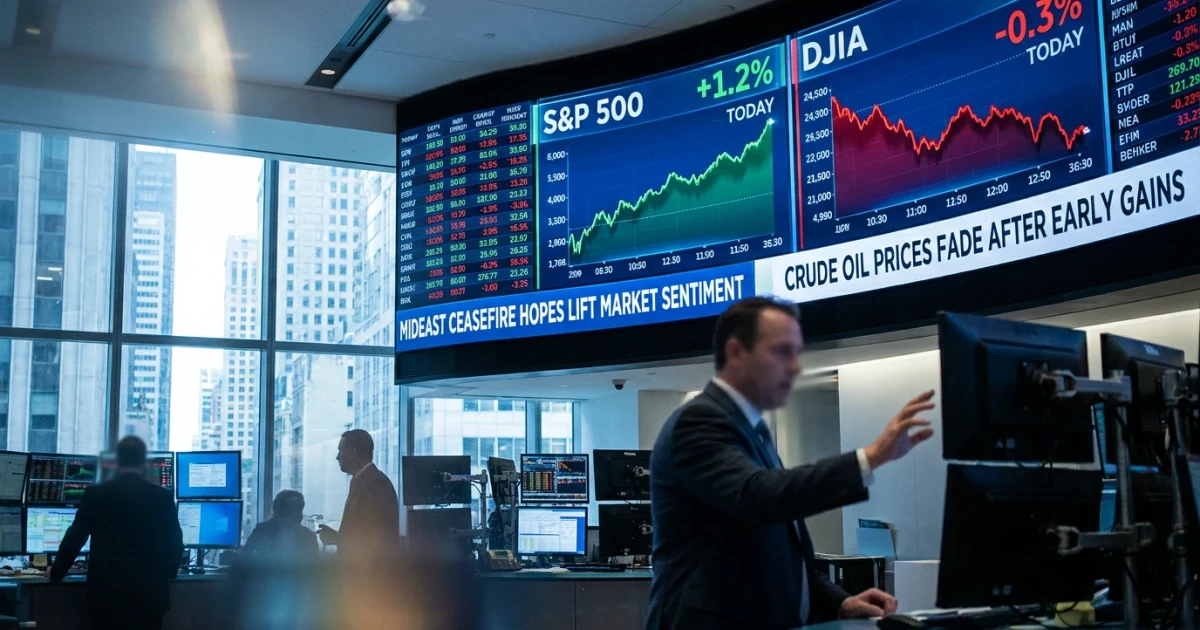 Dow Slips, S&P 500 Rises on Mideast Ceasefire Hopes
