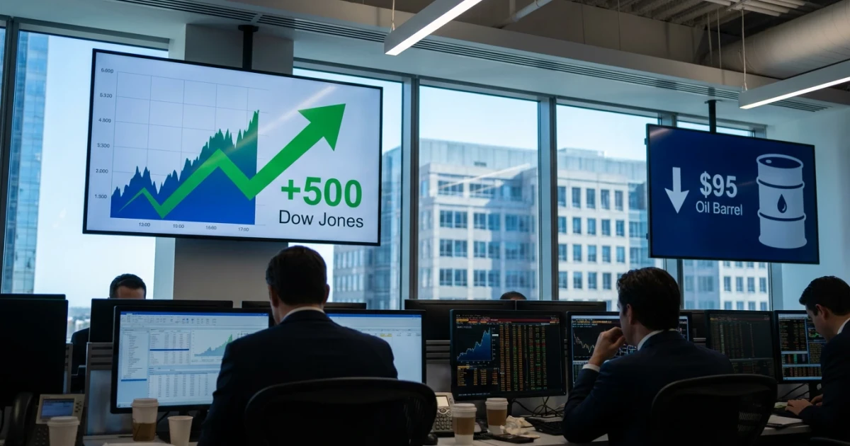 Dow Jumps 500 Points as Oil Prices Drop to $95