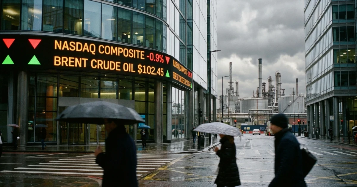 Nasdaq Falls as Brent Crude Oil Surges Past $100