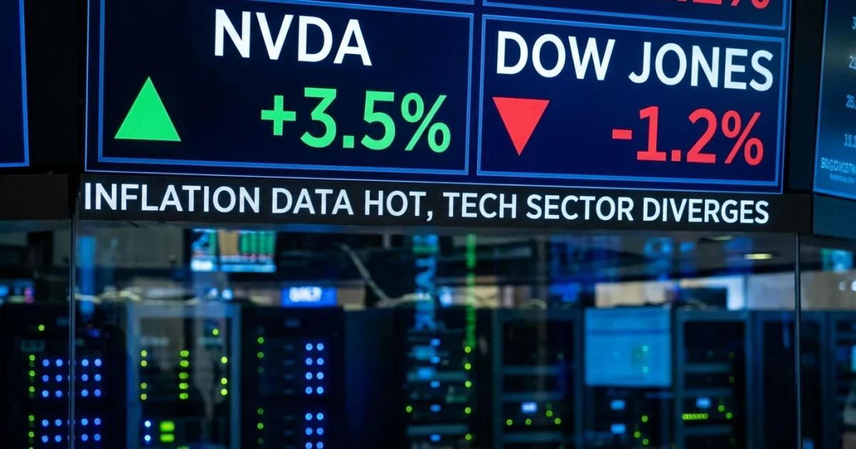 Nvidia Climbs as Dow Falls on Hot Inflation Data