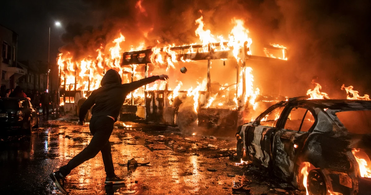 Belfast stabbing sparks anti-immigrant violence, cars and bus set alight