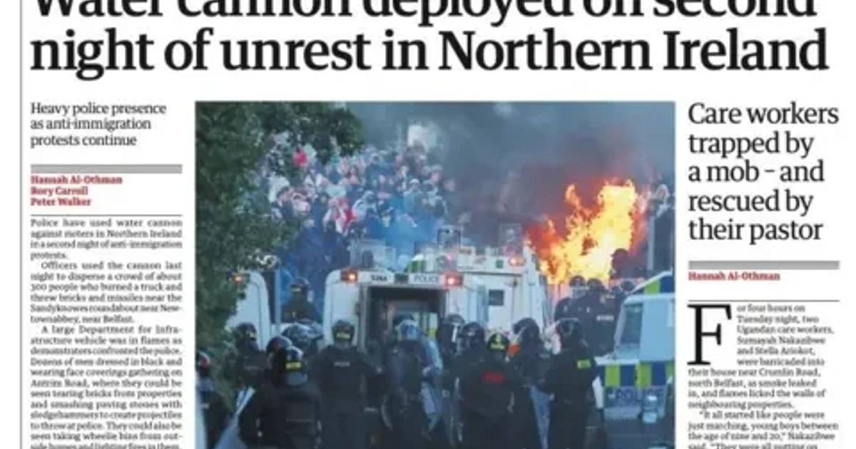 Northern Ireland unrest deepens after Belfast stabbing, police use water cannon