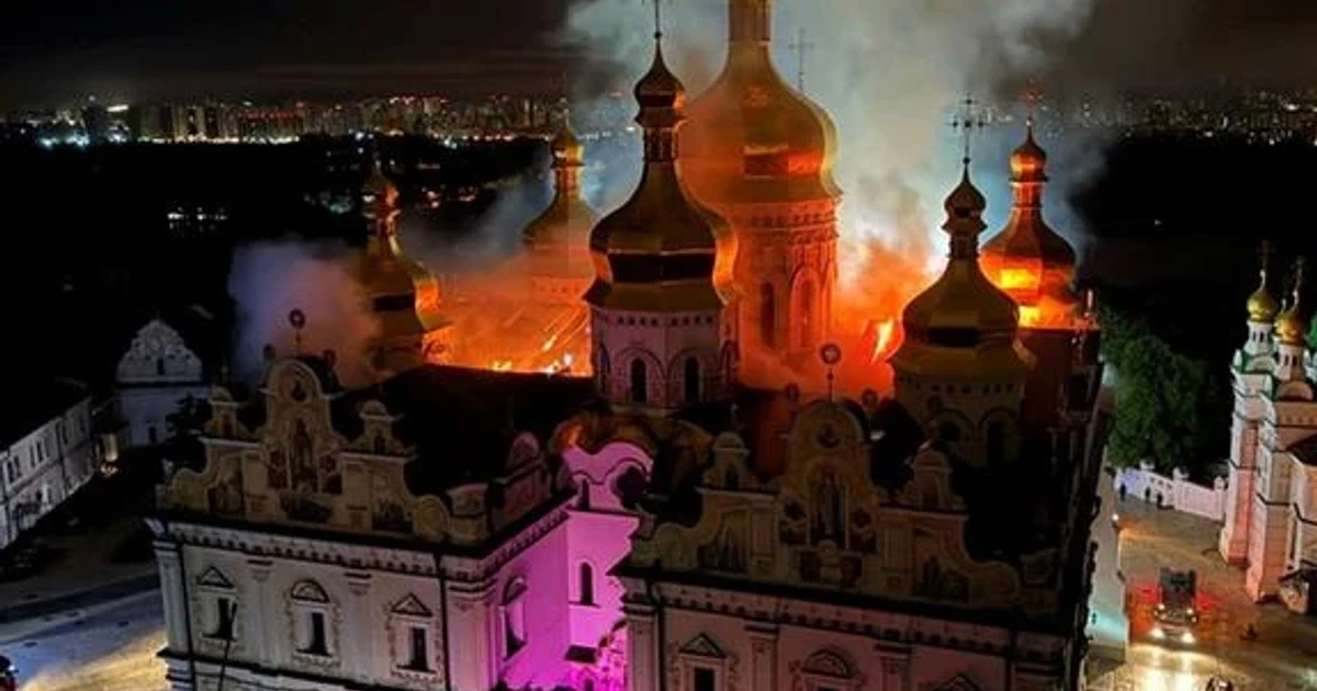 Russian attack sets fire to Kyiv’s centuries-old Lavra monastery