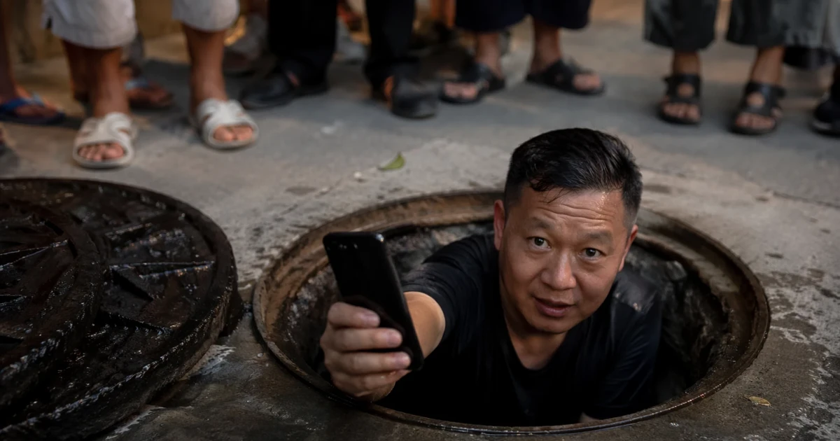 Dad’s sewer rescue for stolen phone makes him an internet sensation