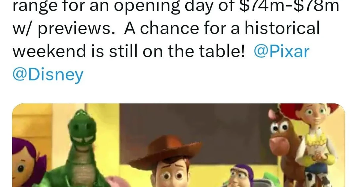 Toy Story 5 soars to $71 million opening day, eyes record debut
