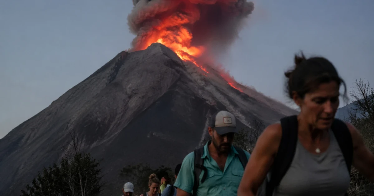Tourists flee Guatemala volcano eruption as lava and ash erupt skyward