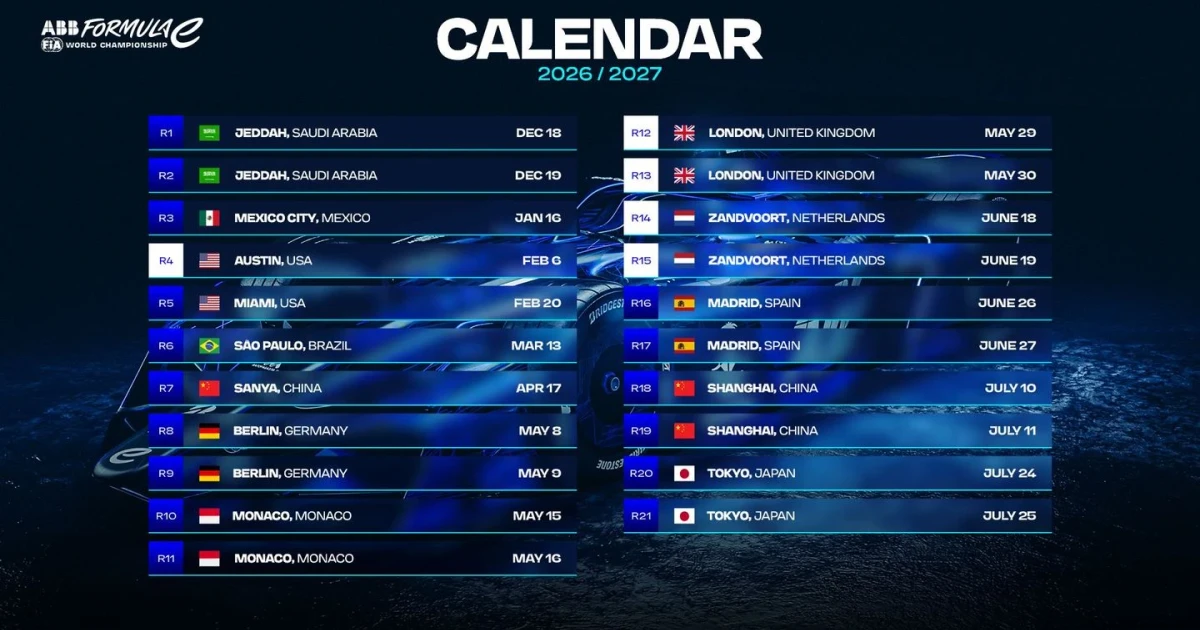 Formula E adds COTA, Brands Hatch and Zandvoort to 2026-27 calendar