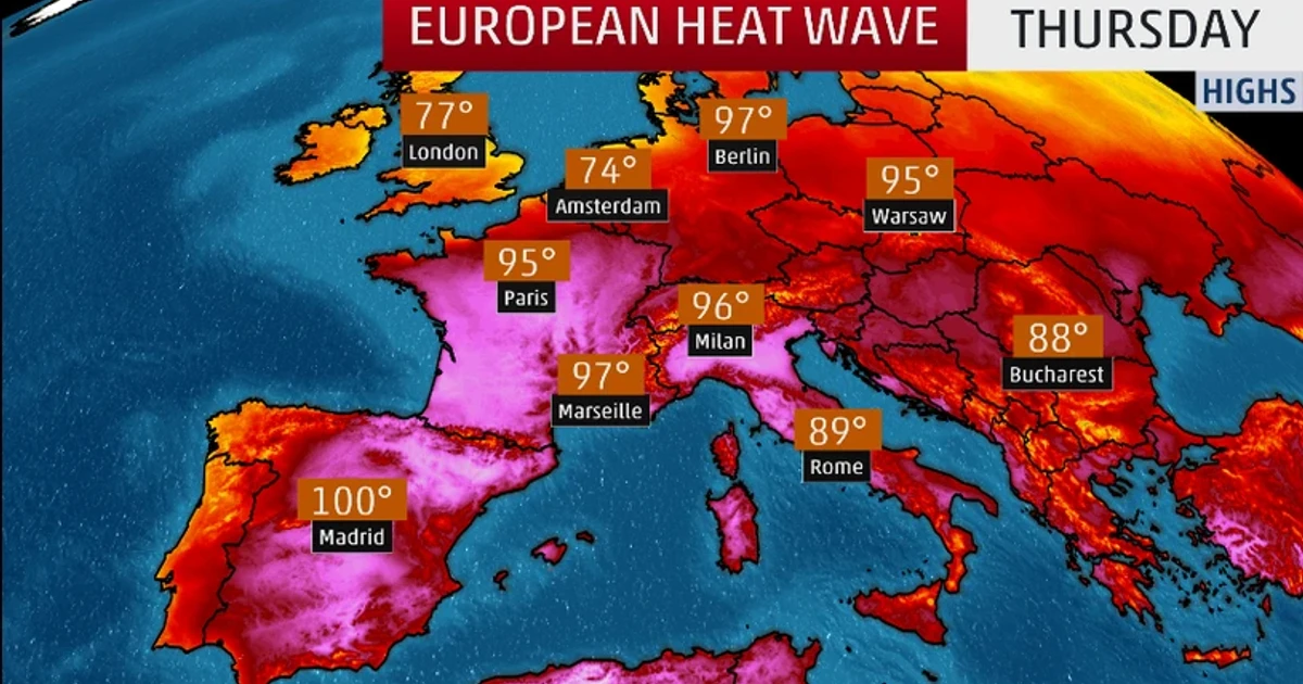Germany hits record 41.5C as heatwave pushes east across Europe