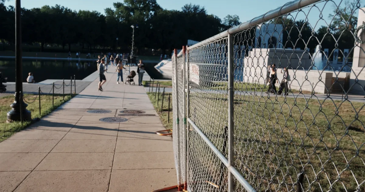 Fencing surrounds Lincoln Memorial Reflecting Pool ahead of Fourth of July event