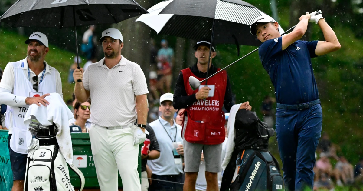 Scheffler, Hovland head to Monday playoff after Travelers delay