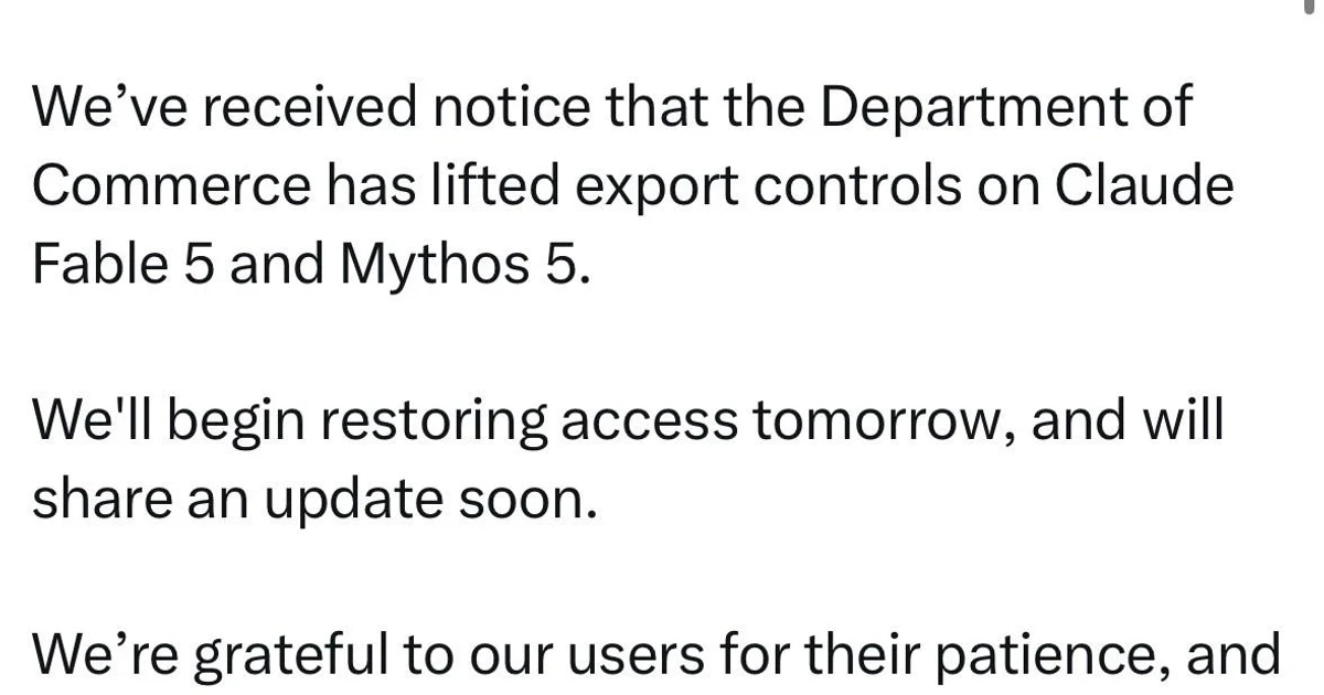 Trump administration lifts export restrictions on Anthropic AI models