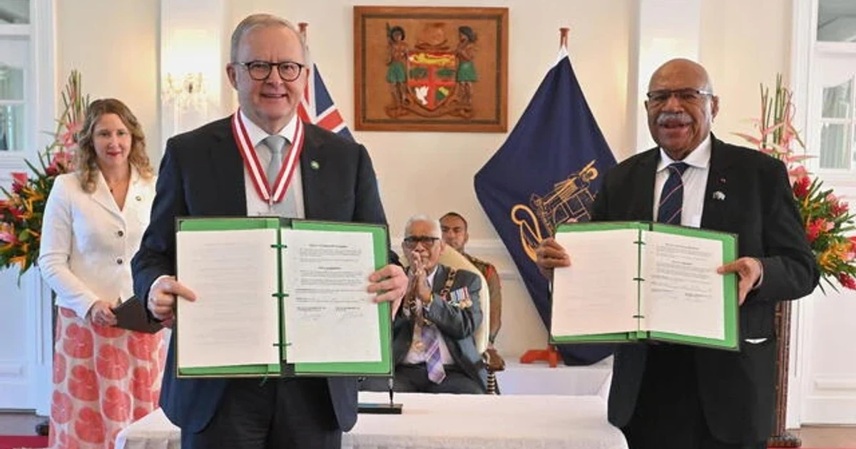 Australia signs first Fiji defense treaty amid Pacific power contest