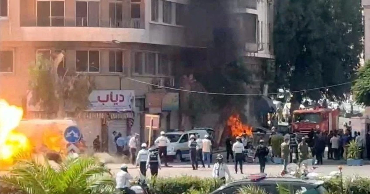 Explosions rock Damascus during Macron's landmark visit to Syria