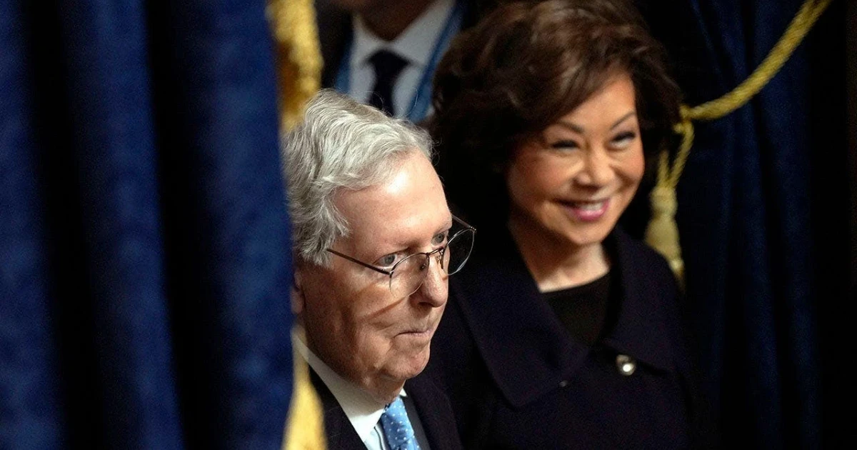 Elaine Chao speaks as Mitch McConnell remains hospitalized for weeks