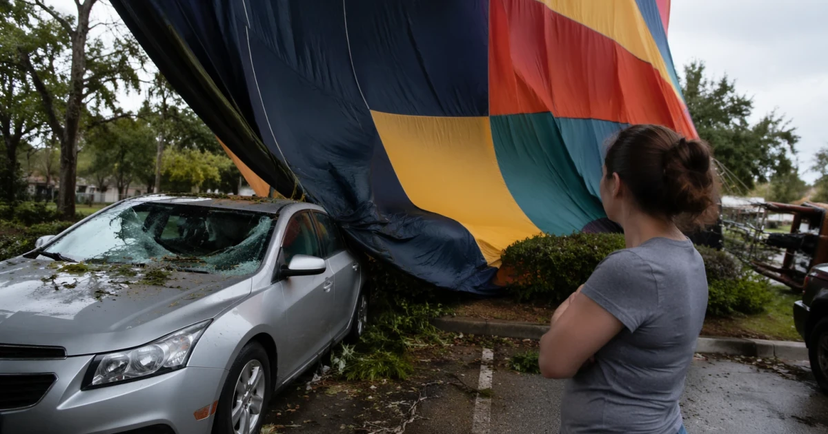 Hot air balloon makes rough landing, hits car in Longview, Texas