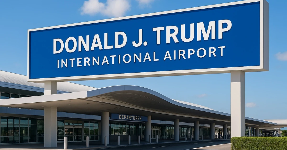 Trump becomes first sitting president with airport named after him