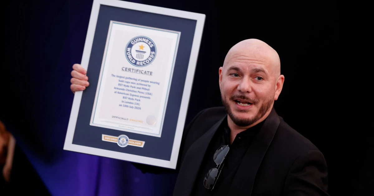 Pitbull fans set Guinness World Record for bald caps at Hyde Park