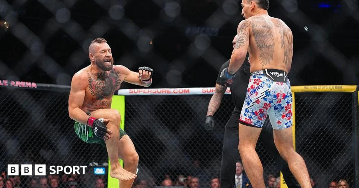 McGregor injured on opening kick, Holloway wins UFC 329 rematch