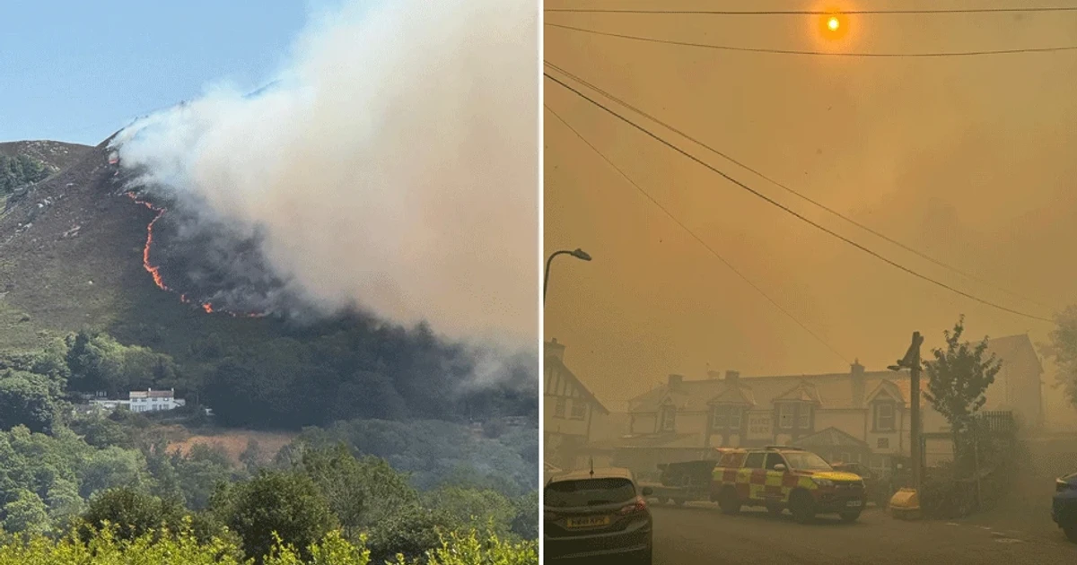 Wildfire forces evacuations near Conwy Mountain amid heatwave fears