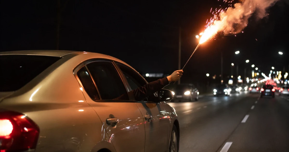 Florida passenger charged after firing fireworks from moving car