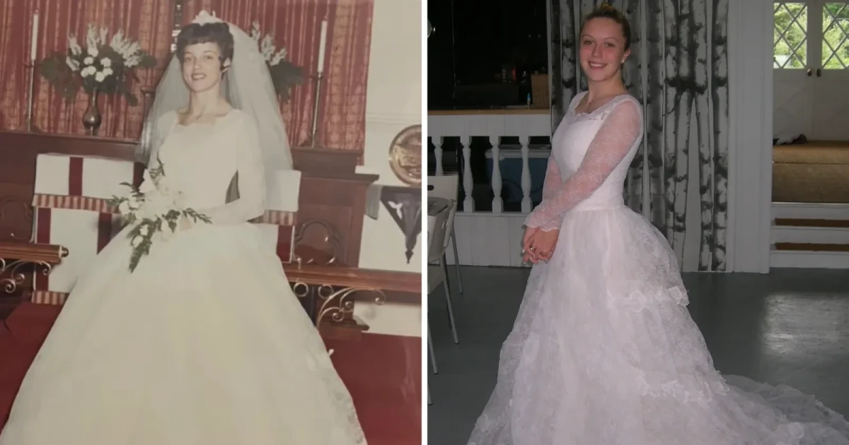 Granddaughter wears grandmother’s 1966 wedding dress, honoring a family legacy