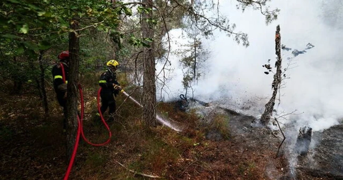 Firefighters battle blaze near Paris after two suspects arrested