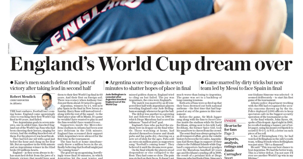 England's World Cup dream ends as Burnham eyes Mahmood for chancellor