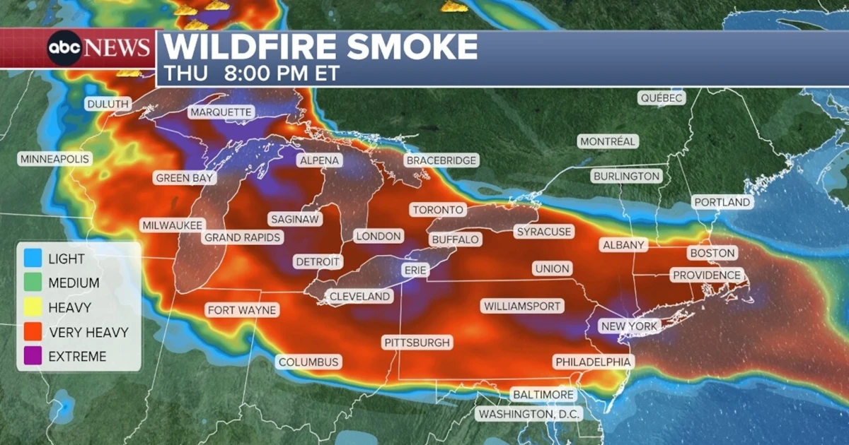 Wildfire smoke sends Detroit and Minneapolis into unhealthy air quality mode
