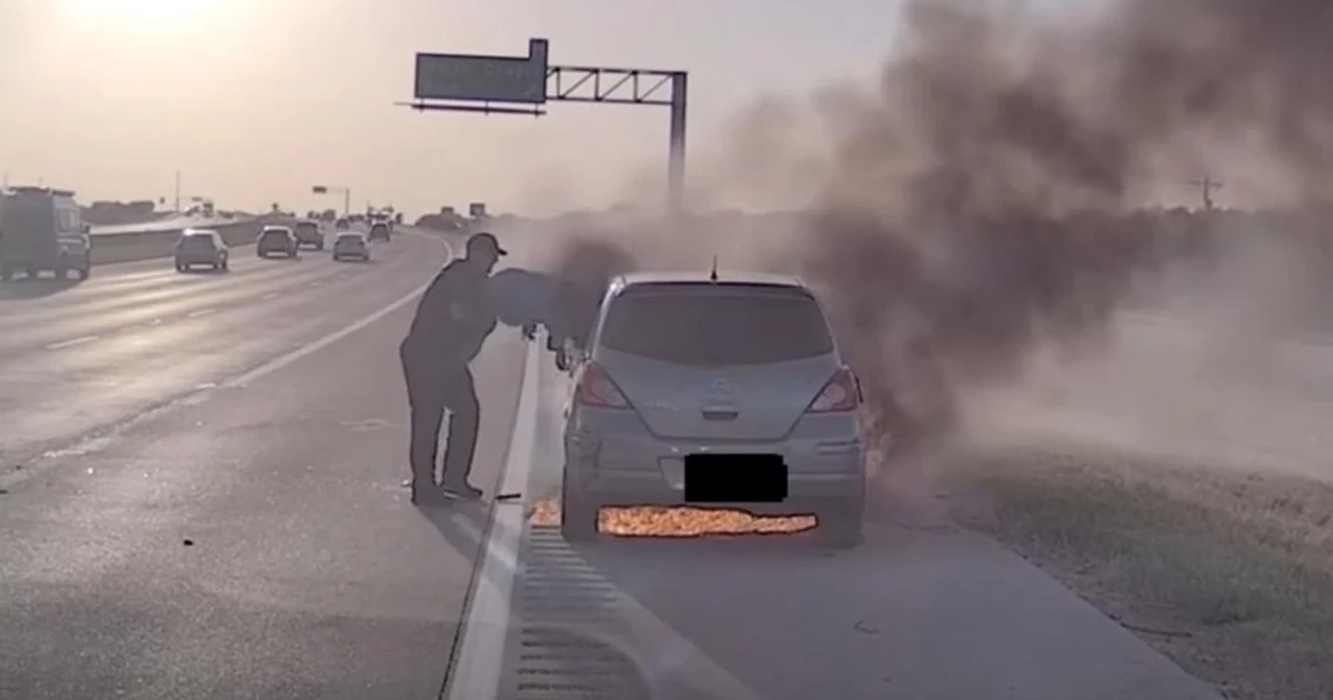 Texas officer rescues man from burning car during traffic stop
