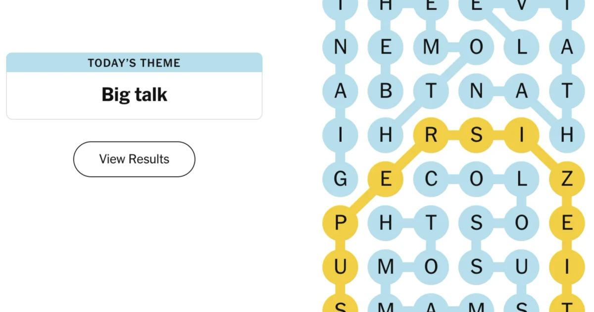 NYT Strands puzzle for July 19, 2026 centers on big talk