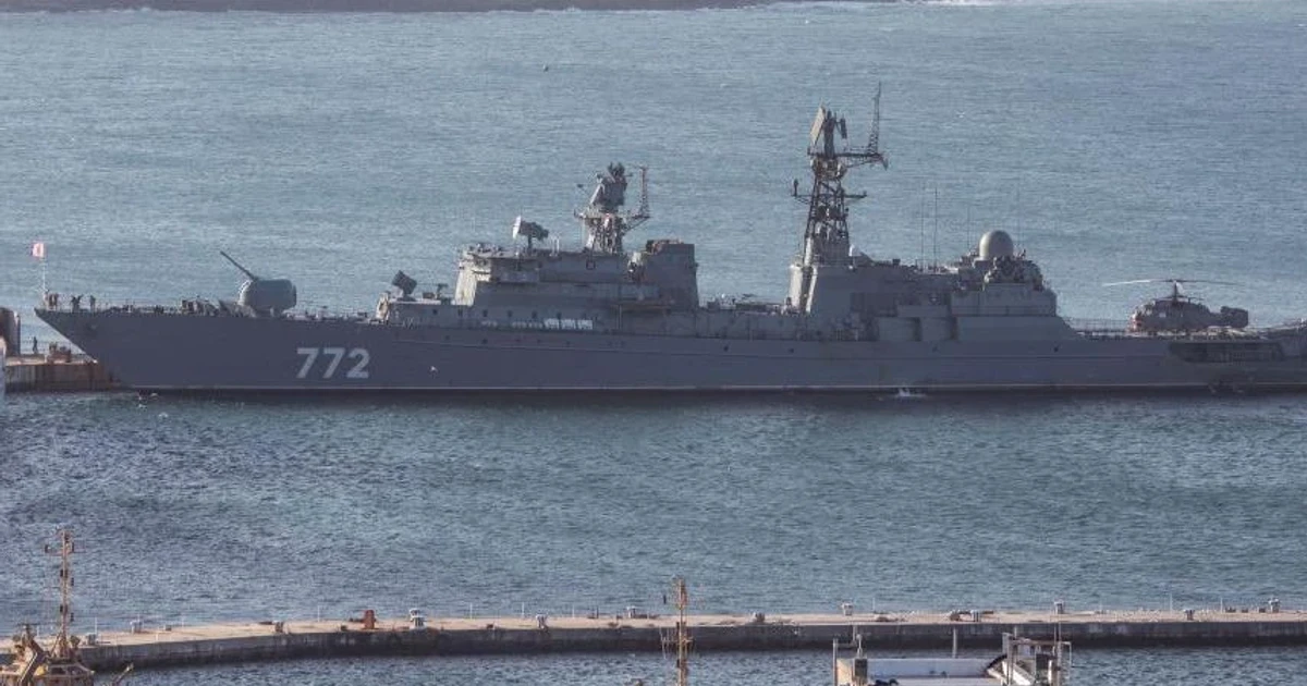 Russian warship conducts live-fire drill 40 miles off Plymouth
