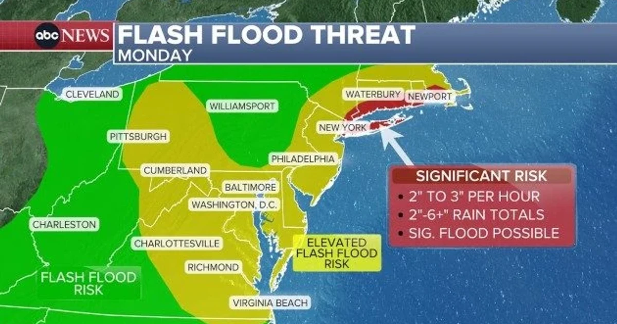 Dangerous storms trigger flash flooding from Ohio to New England
