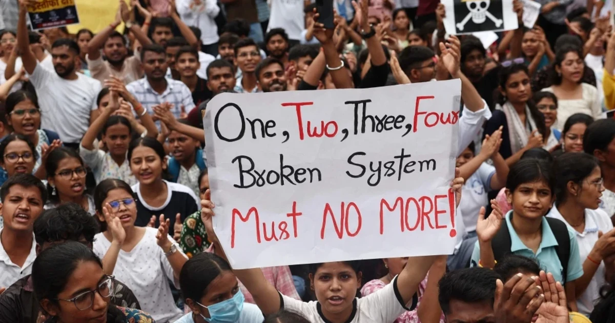 Thousands return to New Delhi protest site over exam scandal and reforms