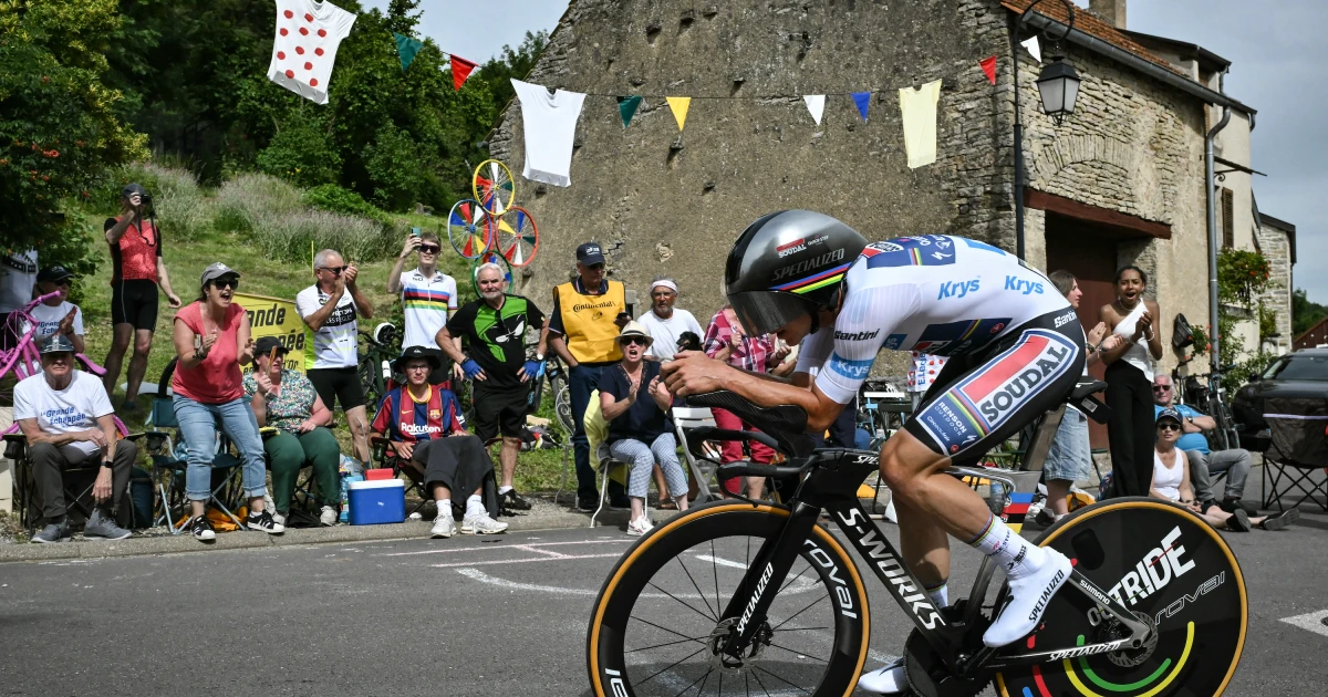 Evenepoel wins Tour de France time trial as Pogačar leads