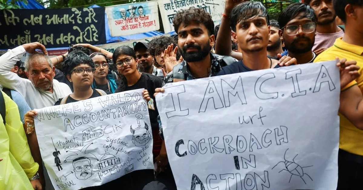Youth-led protests over exam leaks continue in Delhi despite rains