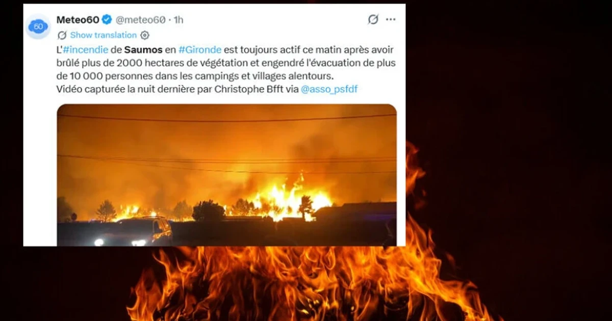 Wildfire near Arcachon Bay forces thousands to evacuate in southwest France