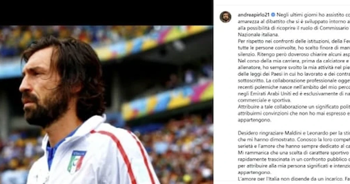 Pirlo exits Italy coach race after Fonbet backlash in federation crisis