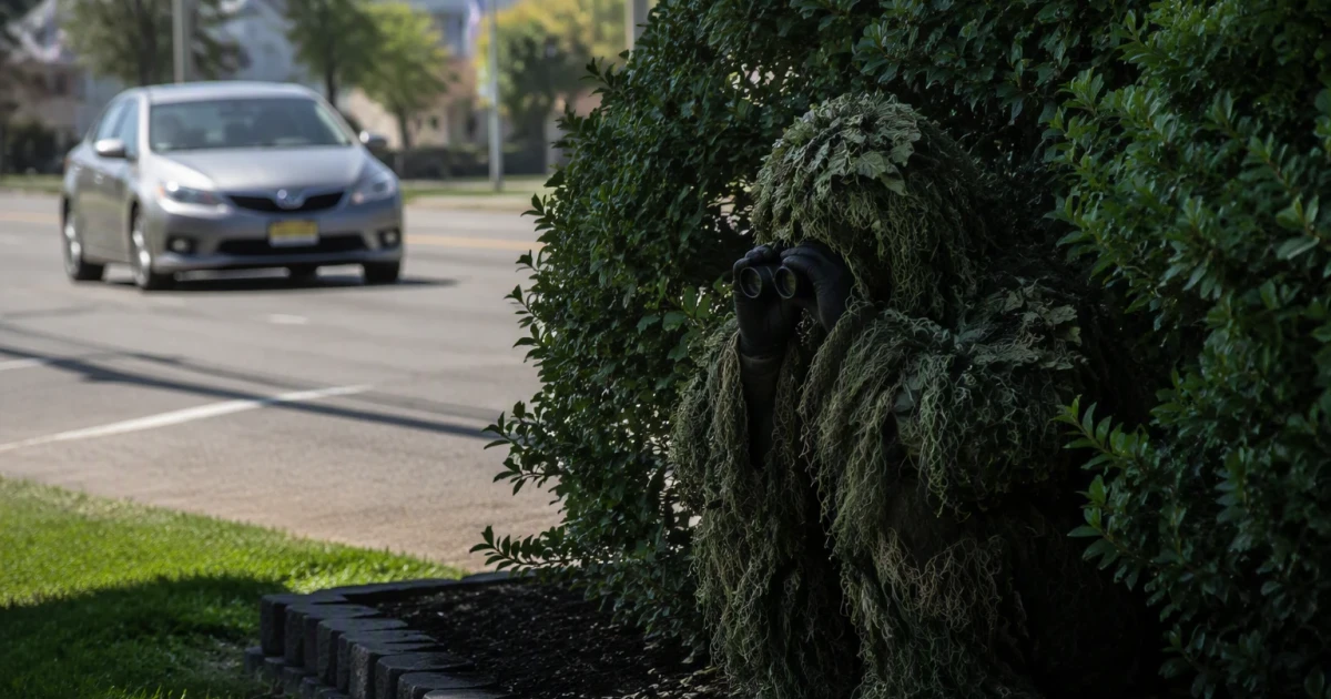 New Jersey police officer disguises as shrub to catch distracted drivers