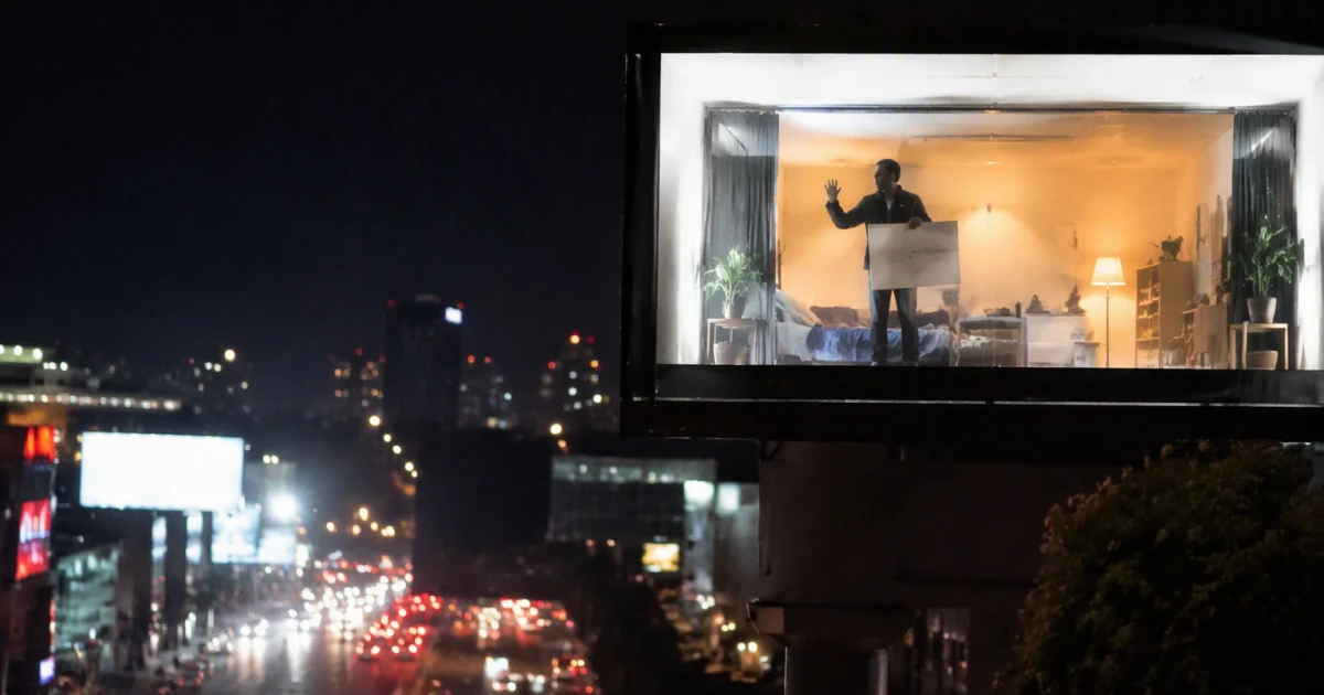 Netflix pays actor to live inside billboard for The Last House promotion