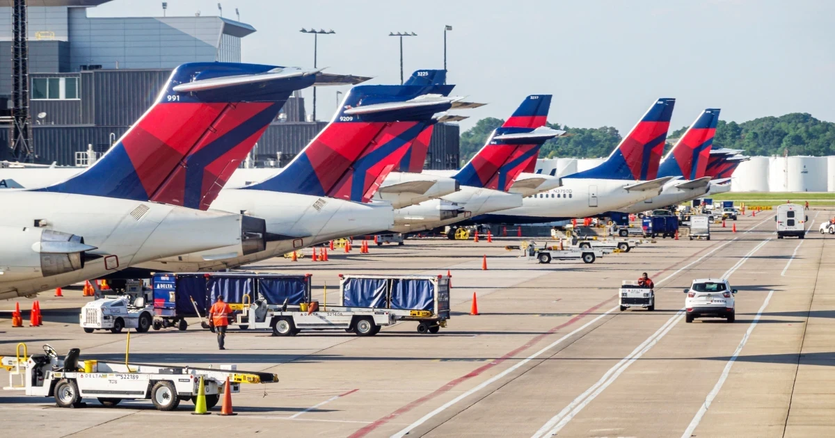 Delta passengers evacuate via slide after emergency landing in Atlanta
