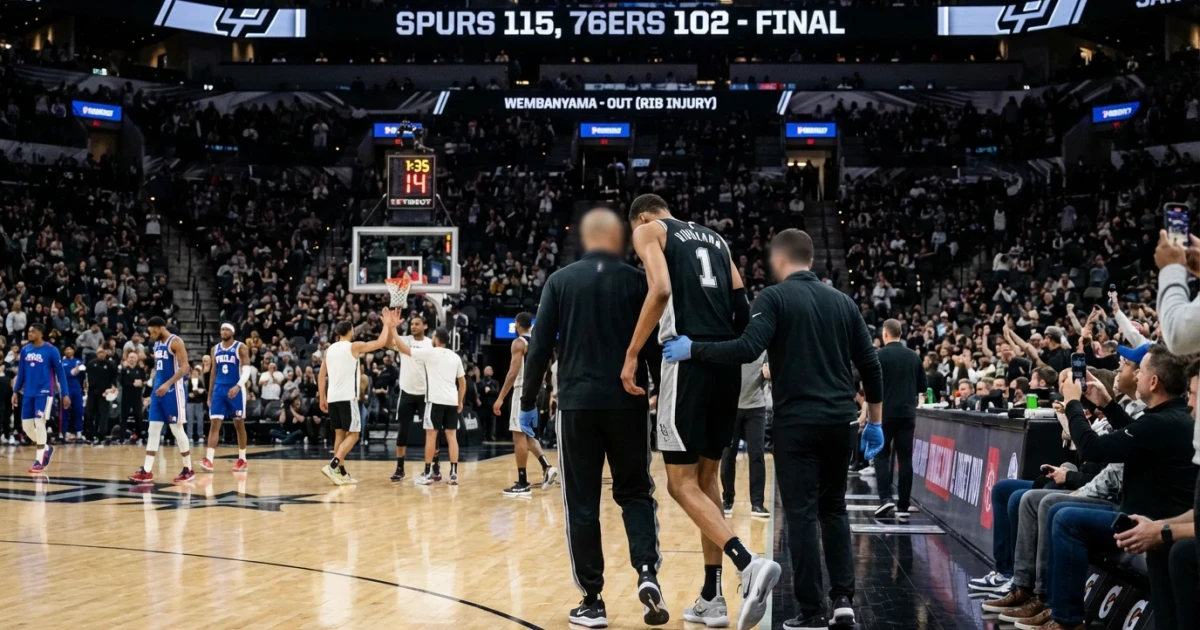 Spurs Beat 76ers as Wembanyama Exits with Rib Injury