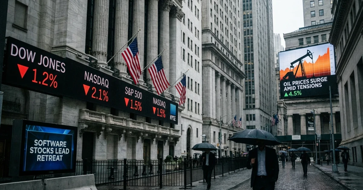 Stocks Fall as Software Shares Drop, Oil Prices Rise