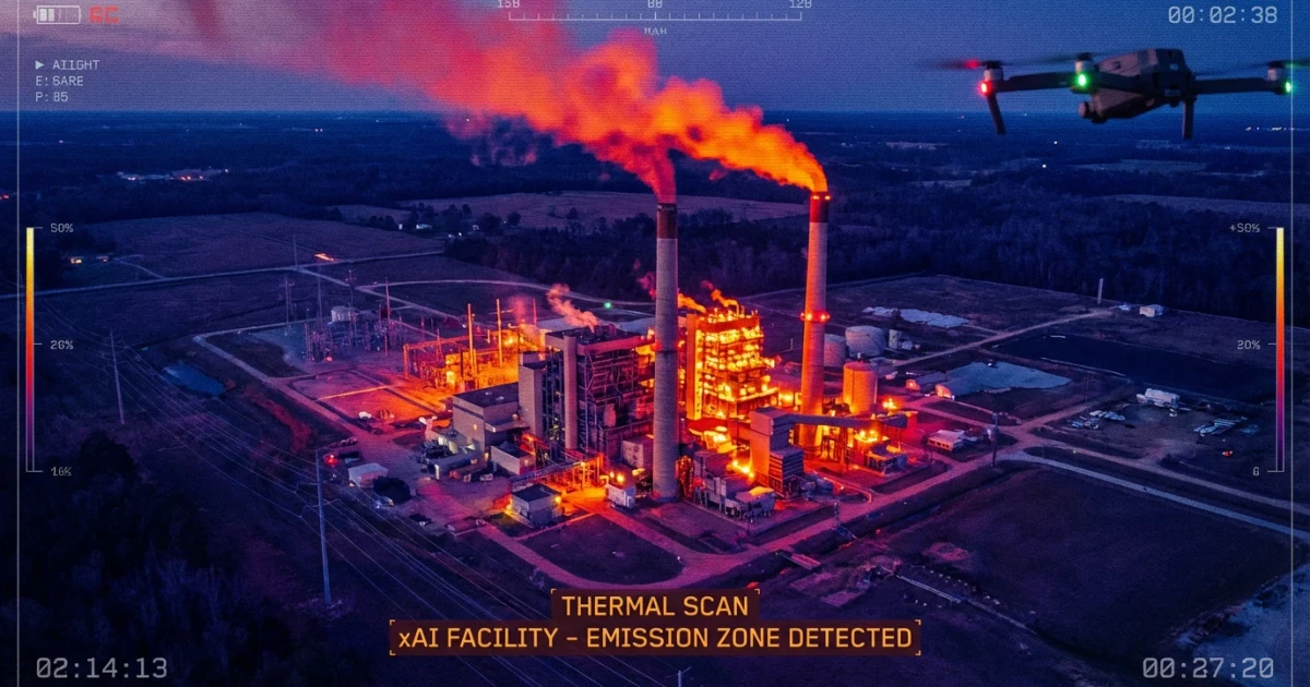 Drone Footage Raises Clean Air Concerns at Musk AI Plant