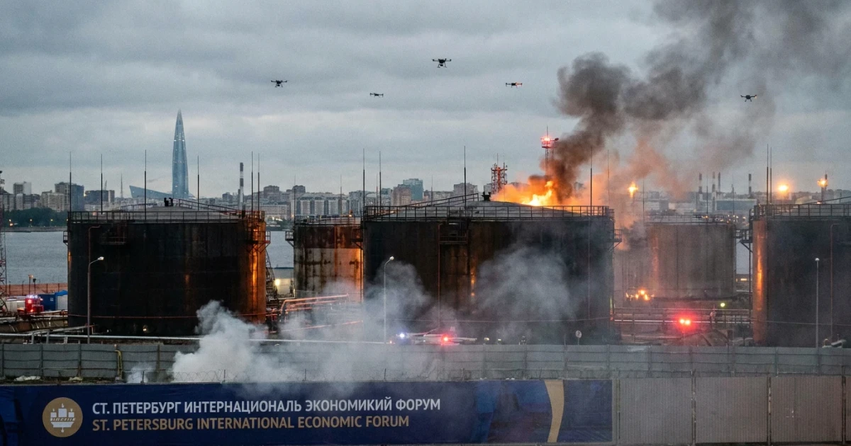 Ukrainian Drones Hit St Petersburg Oil Terminal Before Forum