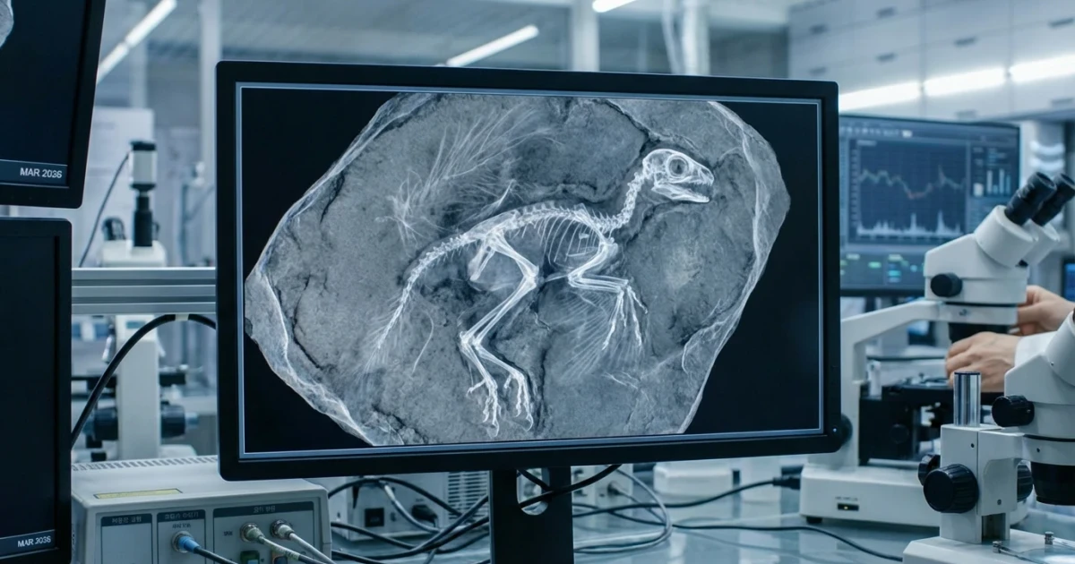 X-ray Imaging Reveals Fluffy Baby Dinosaur in Korea